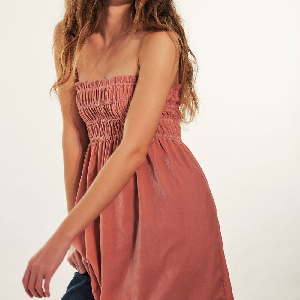 Free People Velvet Trapeze Slip Dress/Skirt Pink Rose Size S/P Tags Attached